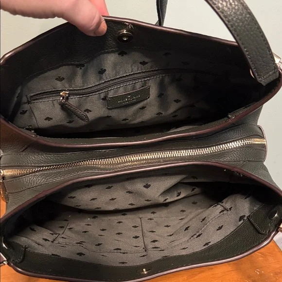 Dark Green Leather Tote - Picture 8 of 8